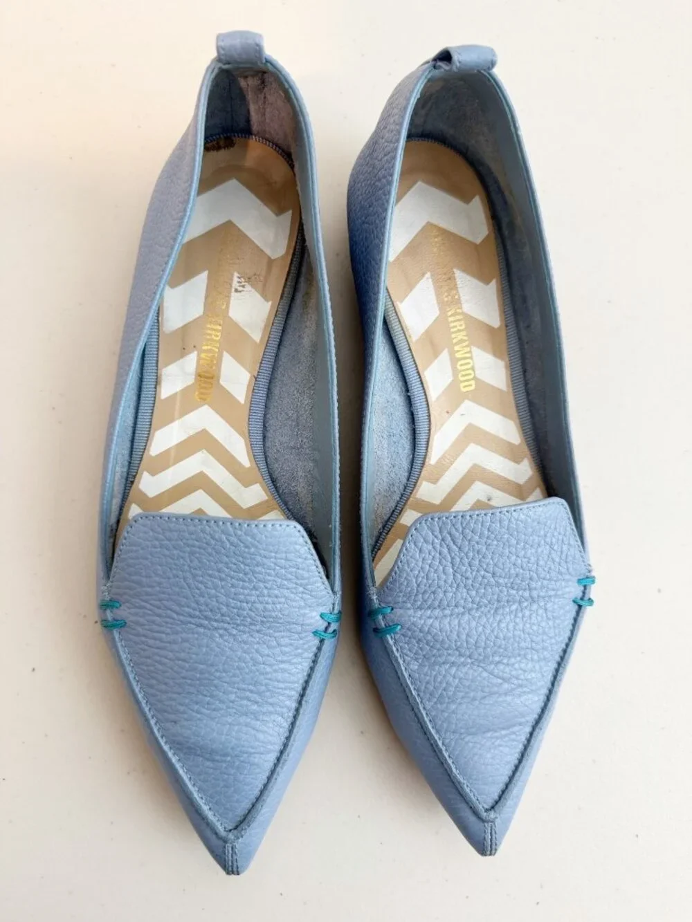 Nicholas Kirkwood Beya Loafers Size 6.5 Pebbled Leather Pointed Toe Classic Chic